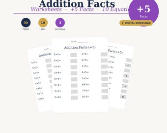 Ergänzung Facts +5 Arbeitsblatt | Druckbare Mathe Übung | Noten 1-3 | Kommutativgesetz | Drucken und los