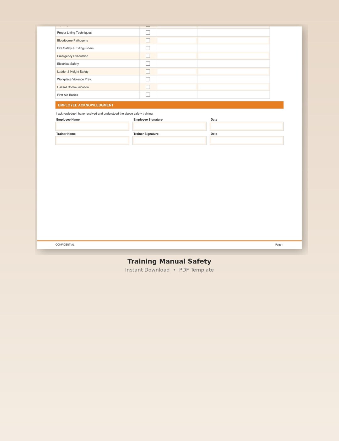 Employee Safety Training Manual Template | OSHA Compliance Checklist ...