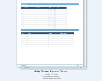 Bridal Shower Planner | Fillable PDF