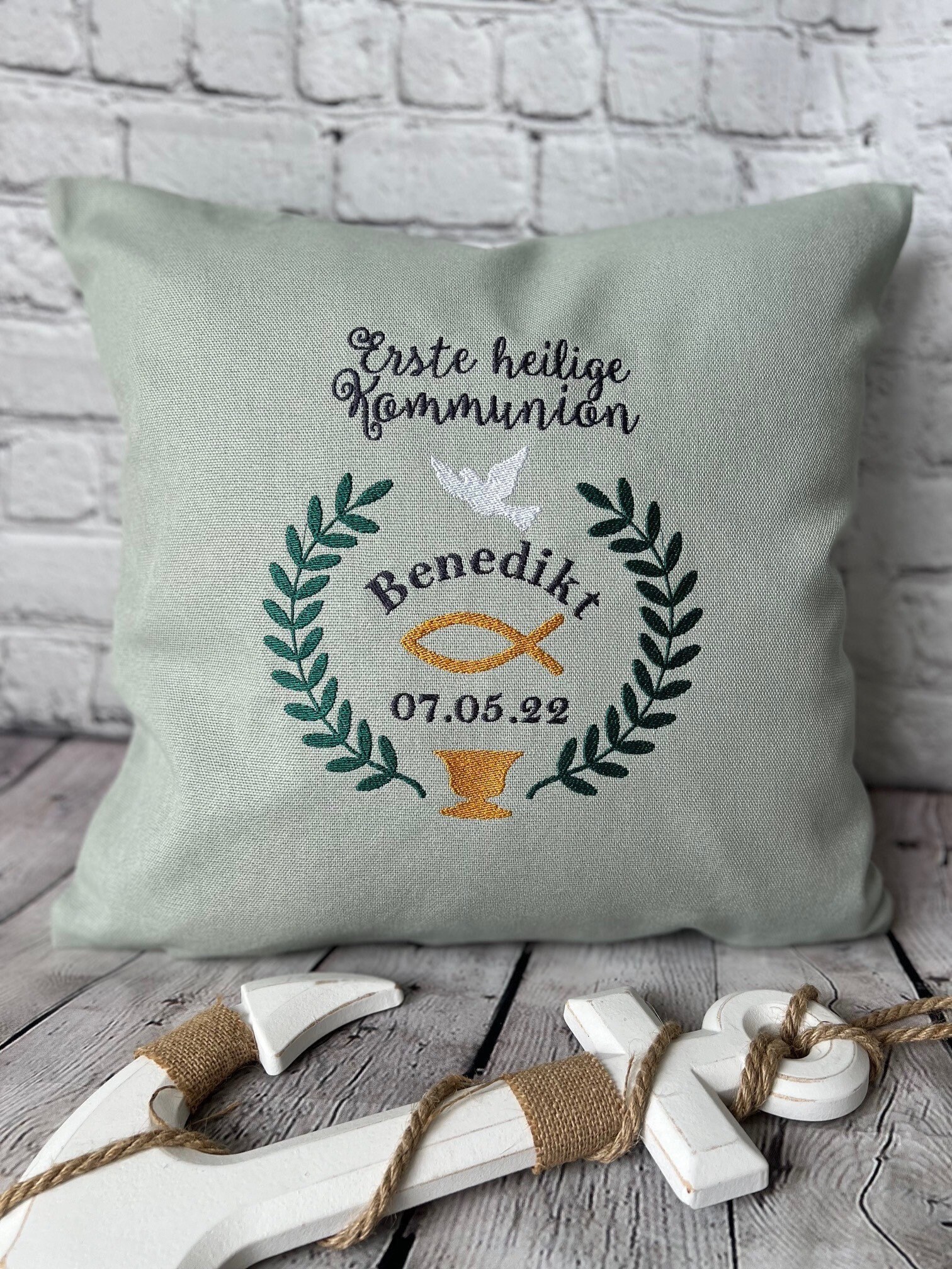 Embroidered name cushions cheap