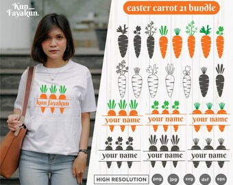 Paquete de archivos SVG de zanahorias de Pascua, archivos de corte para Cricut y Silhouette (descarga digital)