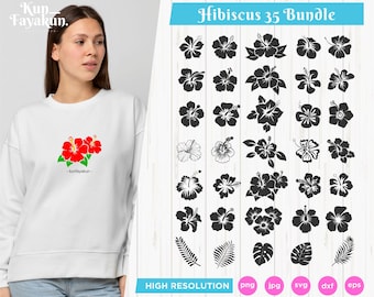 Hibiscus SVG, Hibiscus Flower SVG, Hawaiian Flowers, Tropical Florals, Digital Download, Summer Vibes, Laser Cut Files, EPS Files