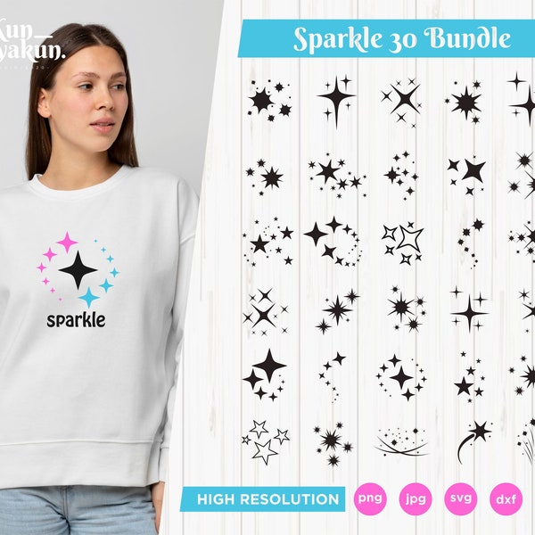 Sparkle svg, Sparkle Bundle svg, Sparkle Clipart, Star sparkle svg, Star Moon svg, Sparkle cut file, Sparkle star silhouette svg for Cricut