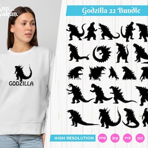 Godzilla svg, Godzilla Silhouette, Godzilla Clip Art, Godzilla Cut File, Godzilla Vector, Godzilla png, Godzilla Bundle svg for Cricut
