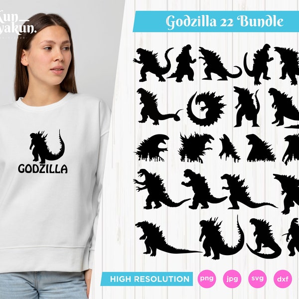 Godzilla svg, Godzilla Silhouette, Godzilla Clip Art, Godzilla Cut File, Godzilla Vector, Godzilla png, Godzilla Bundle svg for Cricut