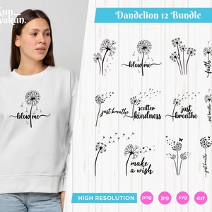 Dandelion Svg Bundle, Dandelion Svg, Dandelion Png, Blow Me Svg, Just Breathe Svg, Dandelion Blowing Svg, Kindness Svg, Dandelion Cut File