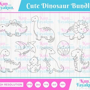 Dinosaur SVG Bundle, T-rex, Brontosaurus, Stegosaurus, Triceratops layered cut file Baby Bodysuit Toddler Shirt Silhouette Cricut Clipart