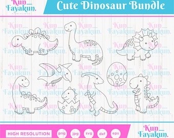 Dinosaur SVG Bundle, T-rex, Brontosaurus, Stegosaurus, Triceratops layered cut file Baby Bodysuit Toddler Shirt Silhouette Cricut Clipart