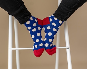 Blue Spotty Socks. Fun Socks