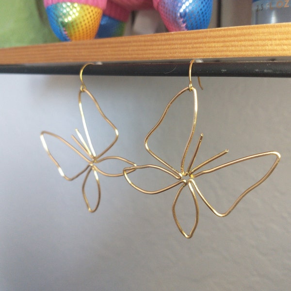 Handmade Wire Buttefly Dangly Earrings