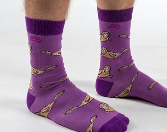 BAMBOO SOCKS | SEAL | Aquatic Socks | Purple Socks | Unisex Socks | Gift Idea | Present Idea | Wildlife Socks | Cute Socks | Nature