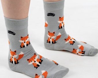 BAMBOO SOCKS | FOX | Vixen Socks | Dog Socks | Grey Socks | Gift Socks | Bamboo Socks | Bamboo Fashion | Sustainable Fashion | Socks