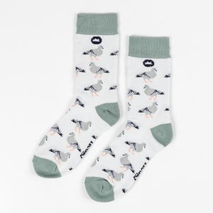 BAMBOO SOCKS | PIGEON | Bird Socks | Funky Socks | Cool Socks | White Socks | Vegan Socks | Unisex Socks | Gift Ideas | Sustainable Socks