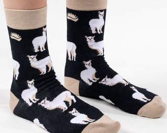 BAMBOO SOCKS | ALPACA | Farm Animal Socks | Black Socks | Bamboo Socks | Animal Socks | Llama Socks | Farm Socks | Vegan Socks | Sustainable