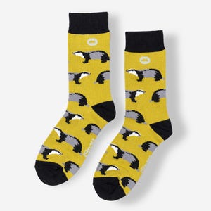 BAMBUSSOCKEN | DACHS | Wildlife Socken | Bambussocken | Gelbe Socken | Unisex Socken | Moderne Socken | Coole Socken | Vegan Socken | Öko