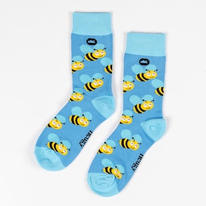 BAMBOO SOCKS | BEE | Insect Socks | Cute Socks | Blue Socks | Honey Bee | Unisex Socks | Bee Lover Gift | Cool Socks | Sustainable | Honey