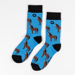 BAMBOO SOCKS | HORSE | Equine Socks | Farm Animal Socks | Blue Socks | Her Socks | His Socks | Bamboo Socks | Vegan Socks | Sustainable