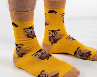 BAMBOO SOCKS | OWL | Bird Socks | Orange Socks | Bamboo Socks | Wildlife Socks | Novelty Socks | Bright Socks | Owl Gifts | Bird Gifts