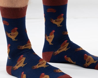 BAMBOO SOCKS | CHICKEN | Bird Socks | Farm Animal Socks | Navy Socks | Cute Socks | Sustainable Socks | Vegan Socks | Eco | Stocking Filler