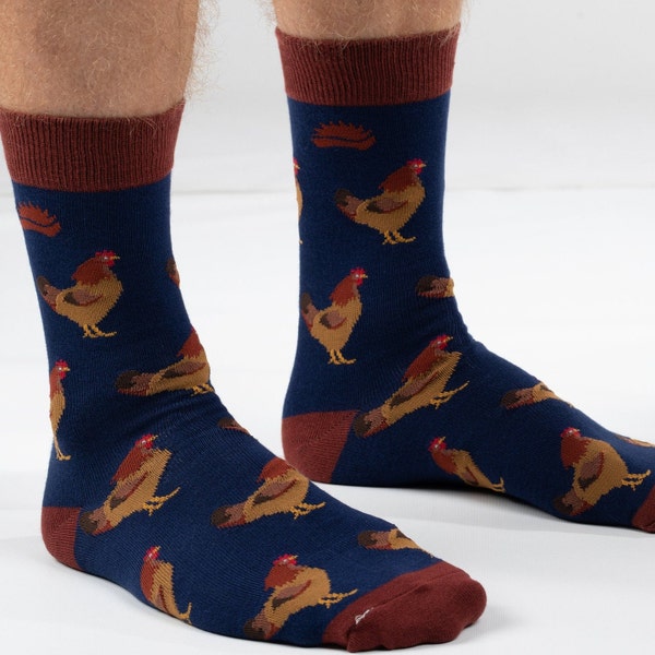 BAMBOO SOCKS | CHICKEN | Bird Socks | Farm Animal Socks | Navy Socks | Cute Socks | Sustainable Socks | Vegan Socks | Eco | Stocking Filler