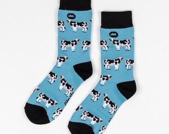 BAMBUSSOCKEN | KUH | Bauernhof Tier Socken | Bauernhof Socken | Kuh Geschenke | Kuh-Liebhaber | Kuh Geschenke | Vegan Socken | Bambussocken | Öko | Kuh-Socken