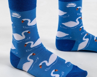 BAMBOO SOCKS | SWAN | Bird Socks | Unisex Fashion | Eco Socks | Anti-Bacterial Socks | Temperature Regulating Socks | Swan Gift | Socks