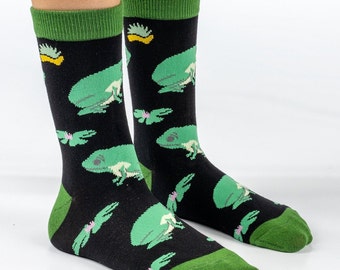 KIDS BAMBOO SOCKS | Frog | Black | Amphibian | Wildlife | Cool Socks | Colourful Socks | Child Socks | Sustainable | Eco Friendly | Gifts