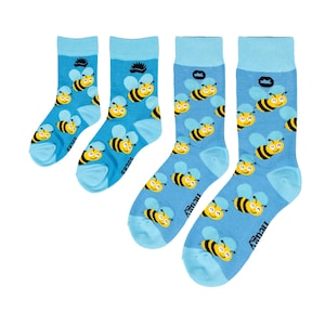 FAMILIENPACKUNG | BIENE | Bambussocken | Wildlife Socken | Insekten Socken | Nachhaltige Socken | Blaue Socken | Multipack Socken | Vegan Socken | Öko