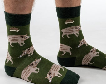 BAMBOO SOCKS | BOAR | Wild Boar Socks | Pig Socks | Green Socks | Wildlife Socks | Woodland Socks | Animal Socks | Sustainable | Eco