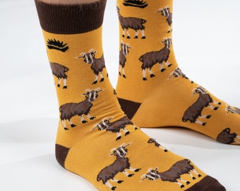 BAMBOO SOCKS | GOAT | Farm Animal Socks | Goat Lover | Goat Gifts | Goat Presents | Orange Socks | Funky Socks | Cool Socks | Eco