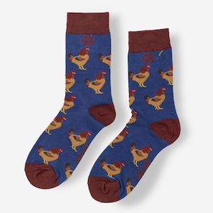 BAMBOO SOCKS | CHICKEN | Bird Socks | Farm Animal Socks | Navy Socks | Cute Socks | Sustainable Socks | Vegan Socks | Eco | Stocking Filler