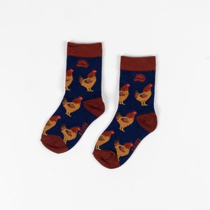 KIDS BAMBOO SOCKS | Chicken | Navy | Farm Socks | Cool Socks | Colourful Socks | Children&#39;s Socks | Sustainable | Eco Friendly | Gifts