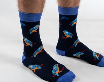 BAMBOO SOCKS | KINGFISHER | Bird Socks | Cool Socks | Blue Socks | Smart Socks | Unisex Socks | Colourful Socks | Novelty Socks | Gift Idea