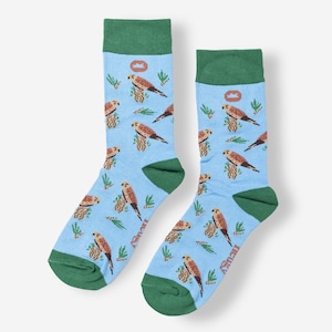 BAMBOO SOCKS | KESTREL | Bird Socks | Bamboo Socks | Birds of Prey Socks | Funky Socks | Vegan Socks | Blue Socks | His Socks | Her Socks