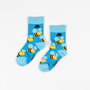 KIDS BAMBOO SOCKS | Bee | Blue | Insect | Honey Bee | Cool Socks | Colourful Socks | Children&#39;s Socks | Sustainable | Eco Friendly | Gifts