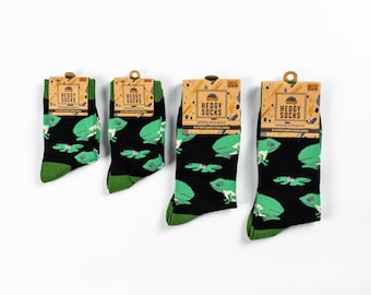 FAMILY PACK | FROGS | Bamboo Socks | Multipack | Sustainable Socks | Vegan Socks | Black Socks | Colourful Socks | British Wildlife Socks