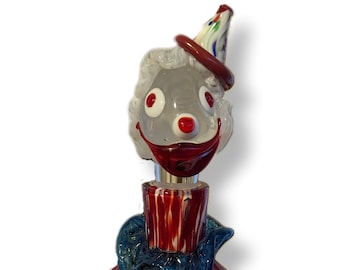 Italienische Mund geblasene Murano Glas Clown Dekanter Vintage Dekanter Dekanter