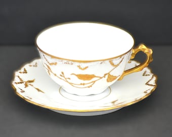Blakeman & Henderson Tea Cup and Saucer Gilded Gold on White