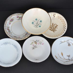 Set of 6 Mismatched China Fruit/Dessert Bowls Multicolor Florals