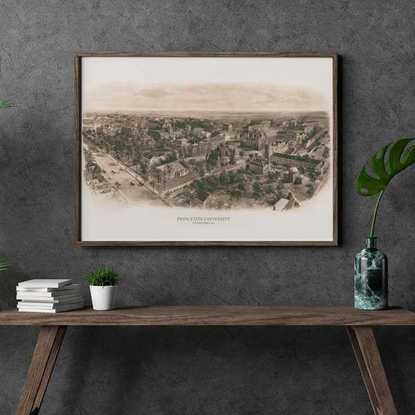 Dartmouth College Campus Panorama, Vintage 1900s Lithograph Replica Wall Art Print, Dartmouth Ivy League Black and White Sepia Wall Decor