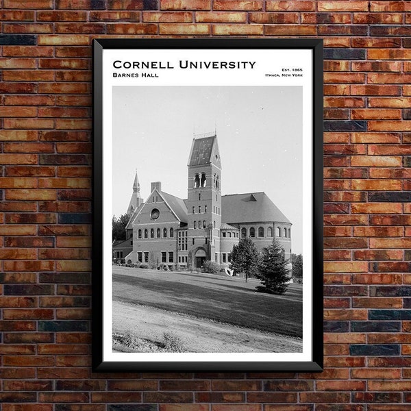 Cornell University, Barnes Hall, 1900s Black & White Vintage Photo, Cornell Historic Wall Art, Ivy League Decor Poster Print