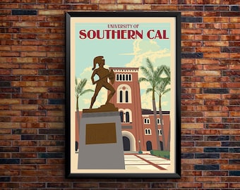USC Trojans, University of Southern California, Tommy Trojan Retro Poster