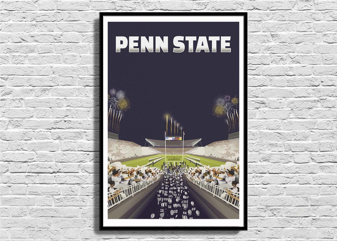 Penn State White Out Retro Poster Penn State Football Beaver Etsy