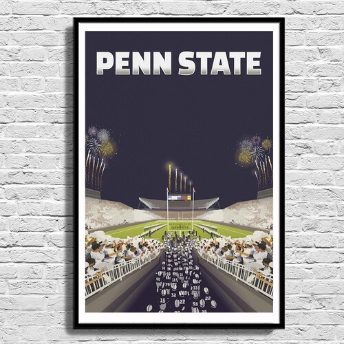 Penn State White Out Retro Poster Penn State Football Beaver Etsy