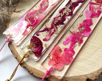 Lesezeichen personalisiert Namen & Blüten, Blumen Lesezeichen Kind, Geburtstagsgeschenk, Geschenk Einschulung, Schulkind, Inhalt Schultüte