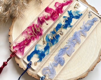 Personalisiertes Lesezeichen mit Namen aus Resin, Geburtstagsgeschenk, Lesezeichen Kind, Einschulung Schulkind, Inhalt Schultüte, Bücherwurm