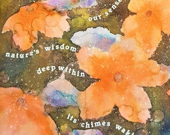 Nature's Wisdom - Haiku Art. An original painting and inspirational poem for your wall (8x8 inch)