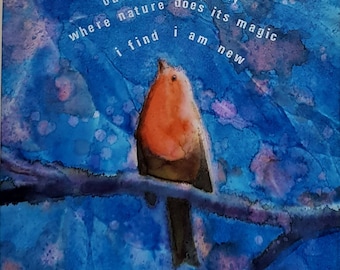 Under The Sky - Haiku Art. An original painting and inspirational poem for your wall (8x8inch)