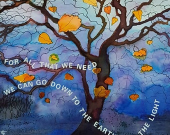 All We Need - Haiku Art. An original painting and inspirational poem for your wall (8x8 inch)