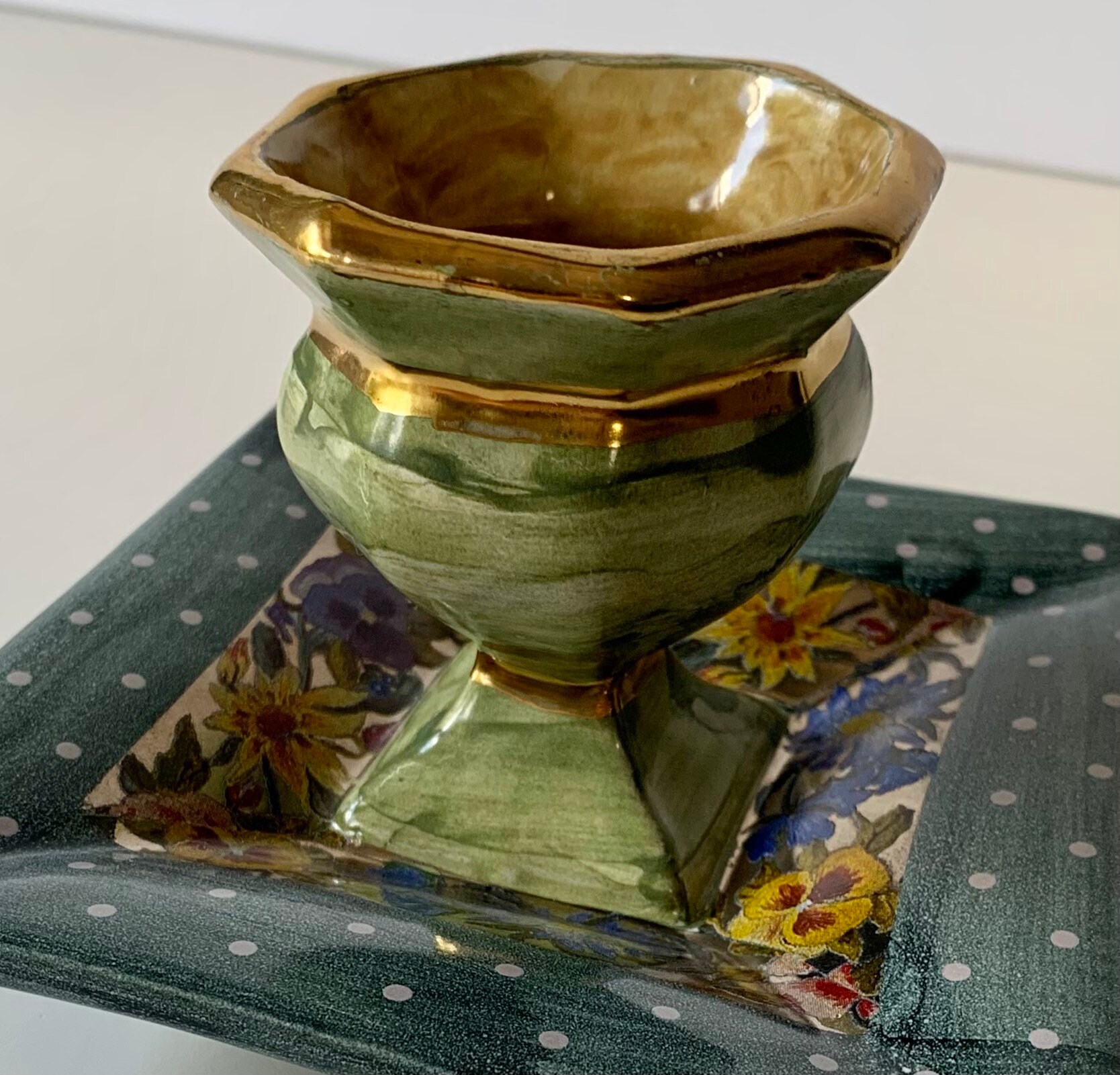 Mackenzie Childs EGG cup terra cotta studio pottery 1998 original hand